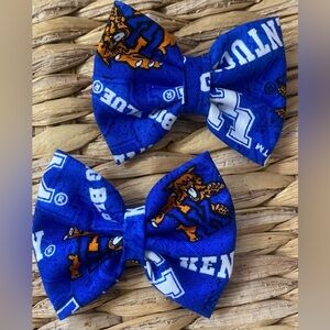 Set of 2 University of Kentucky Blue and Black 3 inch Kids Pigtail Hair Bows